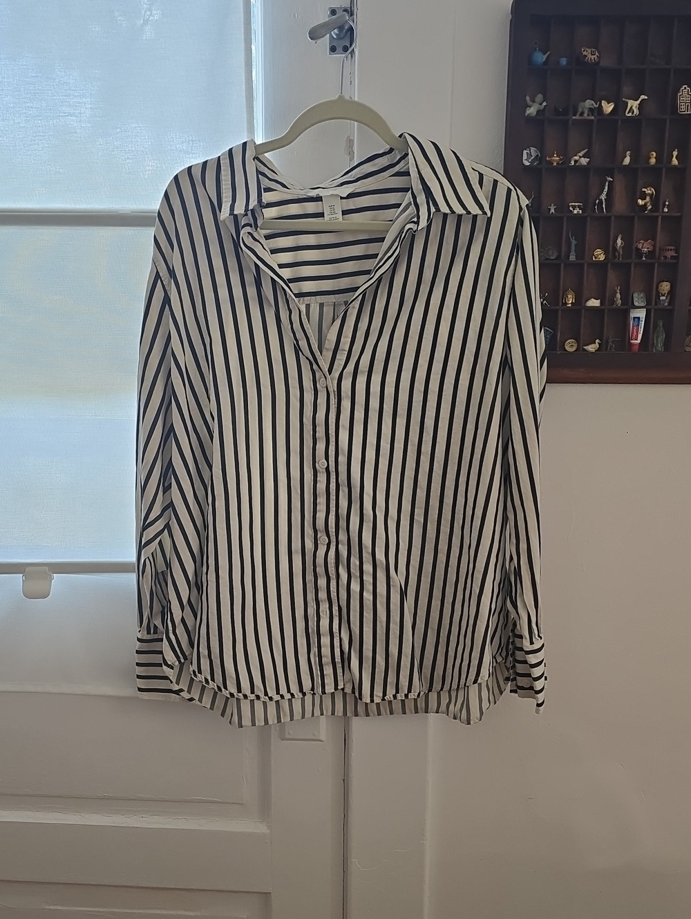 H&M Black and White Vertical Stripe Button-Down Shirt
